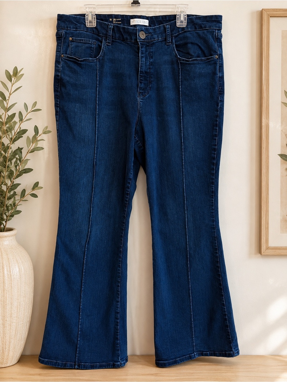 Ryegrass High Waist Flare Jeans Women’s Size 18 Dark Wash Stretch Wide Leg